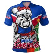 Western Bulldogs Polo Shirt Santa Scoring Touchdown On Christmas Game Day