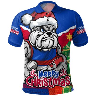 Western Bulldogs Polo Shirt Santa Scoring Touchdown On Christmas Game Day