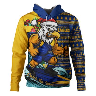 West Coast Eagles Hoodie Christmas Holiday Santa Rides The Waves