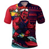 Melbourne Polo Shirt Christmas Holiday Santa Rides The Waves