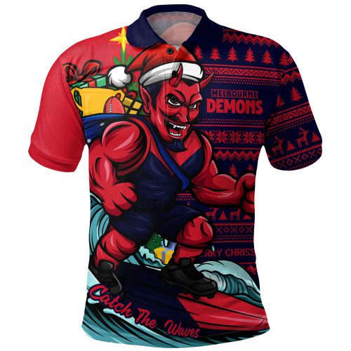 Melbourne Polo Shirt Christmas Holiday Santa Rides The Waves Melbourne Polo Shirt Christmas Holiday Santa Rides The Waves