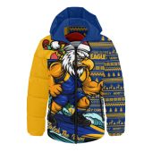West Coast Eagles Hooded Padded Jacket Christmas Holiday Santa Rides The Waves