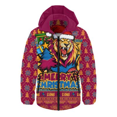 Brisbane Lions Hooded Padded Jacket Festive Holiday Merry Christmas Vibe