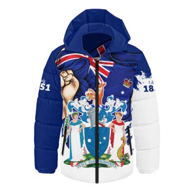 Victoria Hooded Padded Jacket Power Pride And Heritage Crest