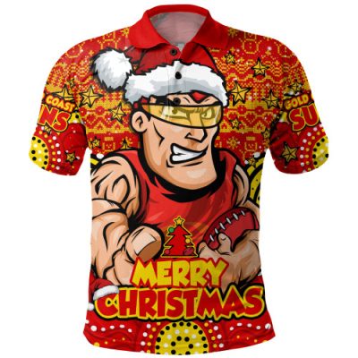 Gold Coast SUNS Polo Shirt Ugly Christmas Knit Patterns Vintage Jersey
