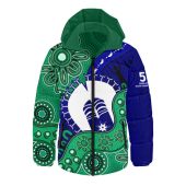 Indigenous Australian Aboriginal Hooded Padded Jacket Shared Journey Spirit And Country