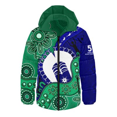 Indigenous Australian Aboriginal Hooded Padded Jacket Shared Journey Spirit And Country