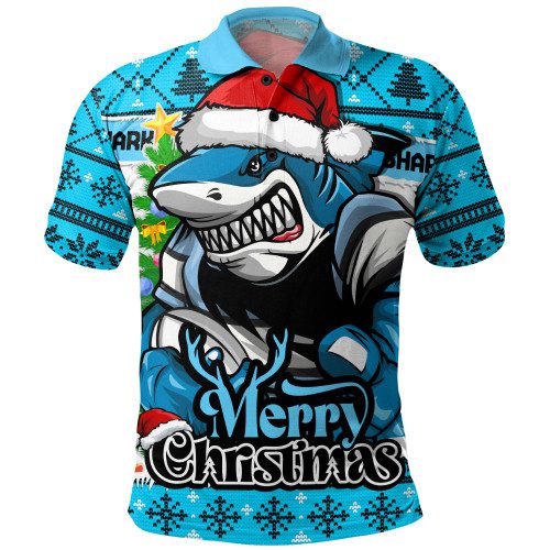 Cronulla-Sutherland Sharks Polo Shirt Merry Christmas Game Day Knit Style Team Edition Cronulla-Sutherland Sharks Polo Shirt Merry Christmas Game Day Knit Style Team Edition