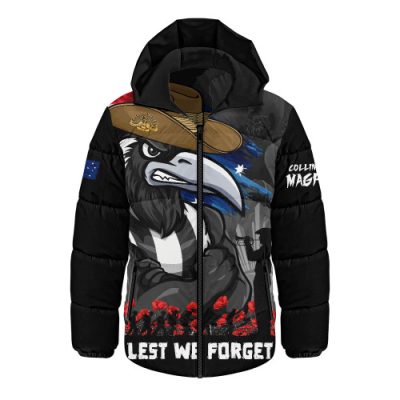 Collingwood Hooded Padded Jacket ANZAC Inspired Football Fan Memorial Design
