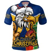 West Coast Eagles Polo Shirt Santa Scoring Touchdown On Christmas Game Day
