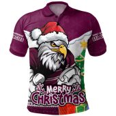 Manly Warringah Sea Eagles Polo Shirt Santa Scoring Touchdown On Christmas Game Day