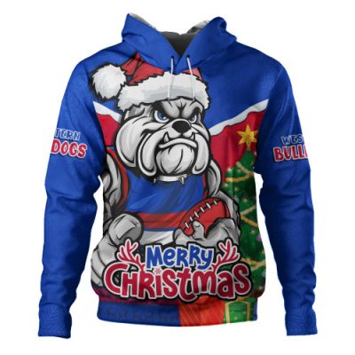 Western Bulldogs Hoodie Santa Scoring Touchdown On Christmas Game Day