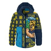Gold Coast Titans Hooded Padded Jacket Christmas Magic Knit Style Winter Glow