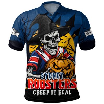 Sydney Roosters Polo Shirt Dark Moon Rugby Halloween Battle Edition