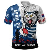 Geelong Cats Polo Shirt Anzac Day Lest We Forget Memorial
