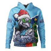 New South Wales Blues Hoodie Santa Scoring Touchdown On Christmas Game Day