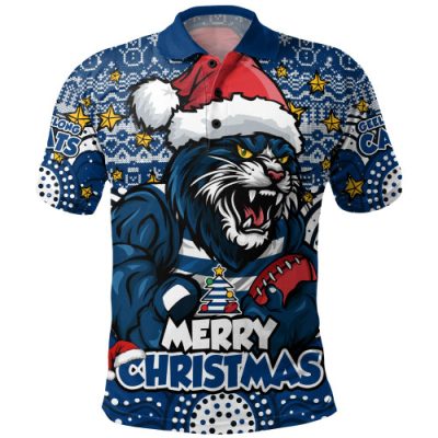 Geelong Cats Polo Shirt Ugly Christmas Knit Patterns Vintage Jersey