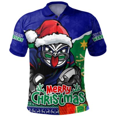 New Zealand Warriors Polo Shirt Santa Scoring Touchdown On Christmas Game Day