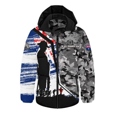 Australia Hooded Padded Jacket Remembrance Day Heroic Soldier Legacy