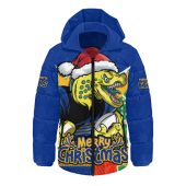 Parramatta Eels Hooded Padded Jacket Santa Scoring Touchdown On Christmas Game Day