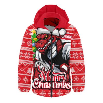 St. George Illawarra Dragons Hooded Padded Jacket Merry Christmas Game Day Knit Style Team Edition