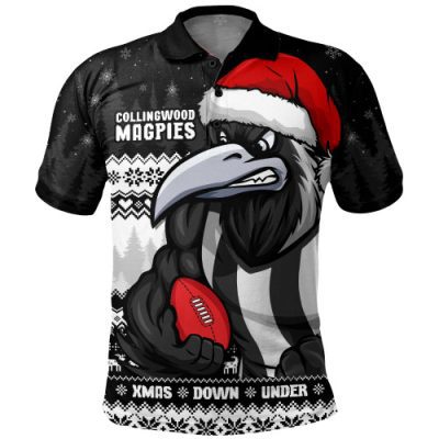 Collingwood Polo Shirt Merry Christmas Down Under Footy Power Style