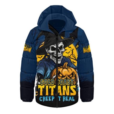 Gold Coast Titans Hooded Padded Jacket Dark Moon Rugby Halloween Battle Edition
