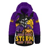 Melbourne Storm Hooded Padded Jacket Dark Moon Rugby Halloween Battle Edition