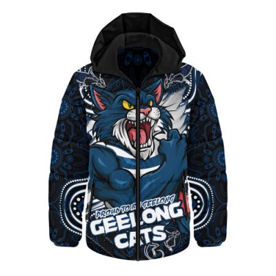 Geelong Cats Hooded Padded Jacket Spirit Warriors Of The Game