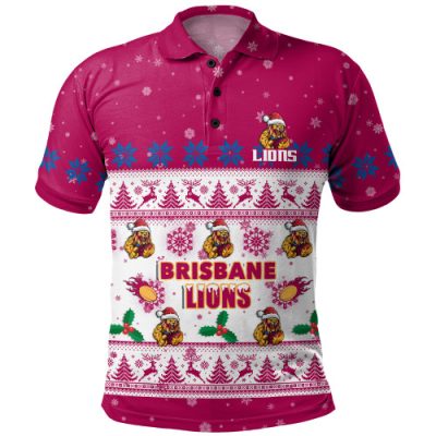 Brisbane Lions Polo Shirt Special Ugly Christmas Holiday Footy Fans