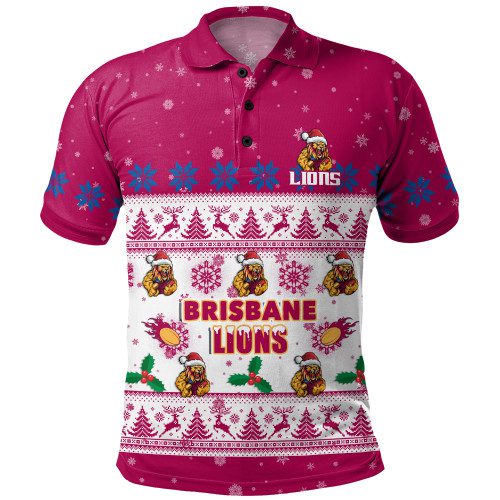 Brisbane Lions Polo Shirt Special Ugly Christmas Holiday Footy Fans Brisbane Lions Polo Shirt Special Ugly Christmas Holiday Footy Fans