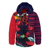 Melbourne Hooded Padded Jacket Christmas Holiday Santa Rides The Waves