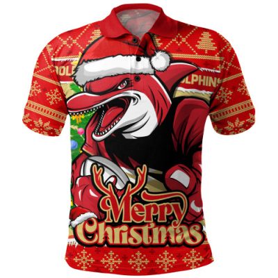 Redcliffe Dolphins Polo Shirt Merry Christmas Game Day Knit Style Team Edition