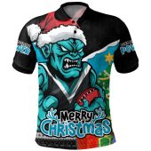 Port Adelaide Polo Shirt Santa Scoring Touchdown On Christmas Game Day