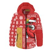 Redcliffe Dolphins Hooded Padded Jacket Christmas Magic Knit Style Winter Glow