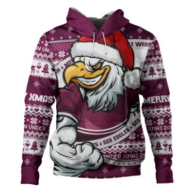Manly Warringah Sea Eagles Hoodie Ugly Knit Style For Christmas Game Fans
