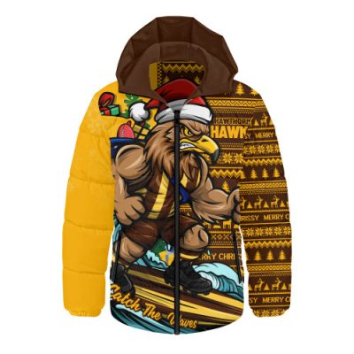 Hawthorn Hooded Padded Jacket Christmas Holiday Santa Rides The Waves