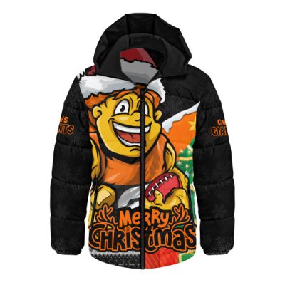 GWS GIANTS Hooded Padded Jacket Santa Scoring Touchdown On Christmas Game Day