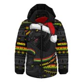 Penrith Panthers Hooded Padded Jacket Ugly Knit Style For Christmas Game Fans