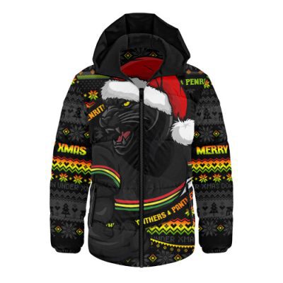 Penrith Panthers Hooded Padded Jacket Ugly Knit Style For Christmas Game Fans