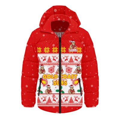 Gold Coast SUNS Hooded Padded Jacket Special Ugly Christmas Holiday Footy Fans