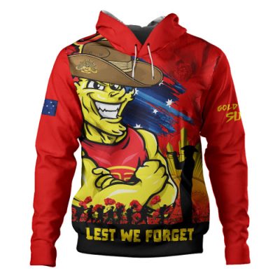 Gold Coast SUNS Hoodie ANZAC Inspired Football Fan Memorial Design