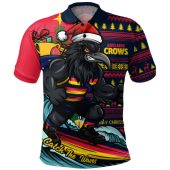 Adelaide Crows Polo Shirt Christmas Holiday Santa Rides The Waves