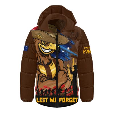 Hawthorn Hooded Padded Jacket ANZAC Inspired Football Fan Memorial Design