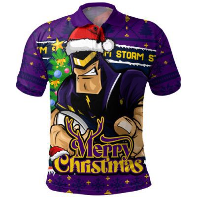 Melbourne Storm Polo Shirt Merry Christmas Game Day Knit Style Team Edition