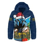 Gold Coast Titans Hooded Padded Jacket Santa Scoring Touchdown On Christmas Game Day