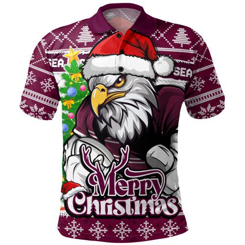 Manly Warringah Sea Eagles Polo Shirt Merry Christmas Game Day Knit Style Team Edition Manly Warringah Sea Eagles Polo Shirt Merry Christmas Game Day Knit Style Team Edition