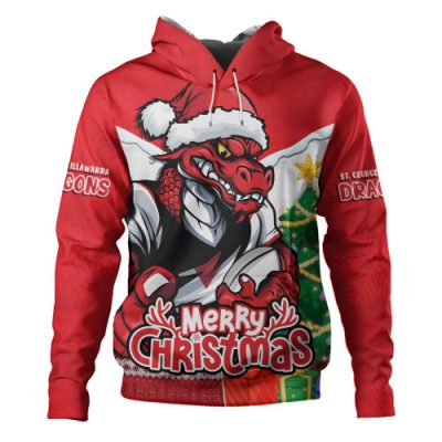 St. George Illawarra Dragons Hoodie Santa Scoring Touchdown On Christmas Game Day