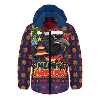 Adelaide Crows Hooded Padded Jacket Festive Holiday Merry Christmas Vibe