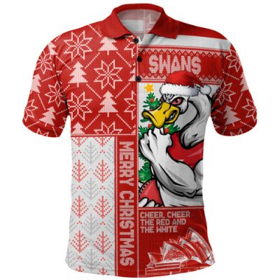 Sydney Swans Polo Shirt Merry Christmas Knit Style Festive Spirit